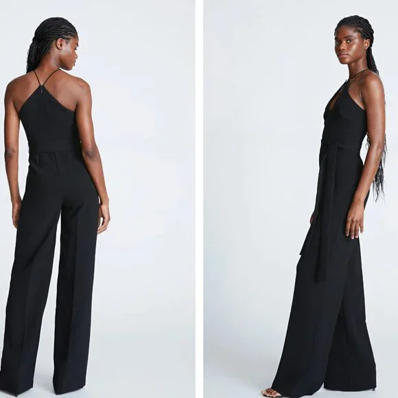 NWT ❣️ Halston Ema Cutout Wide-Leg Halter Jumpsuit Size 2 - Picture 2 of 9